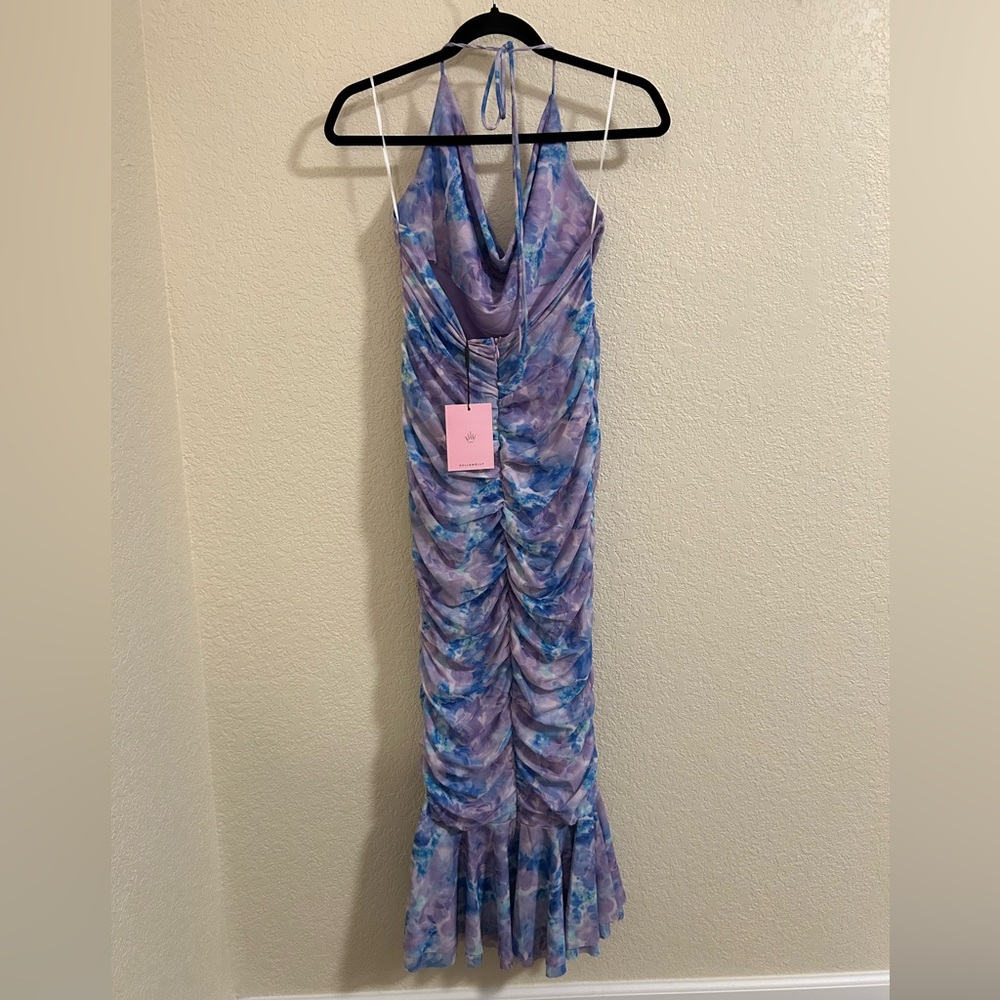 NWT HELLO MOLLY NIGHTS OF BLISS HALTER MIDI DRESS PURPLE - Size M US 6 - Picture 8 of 12